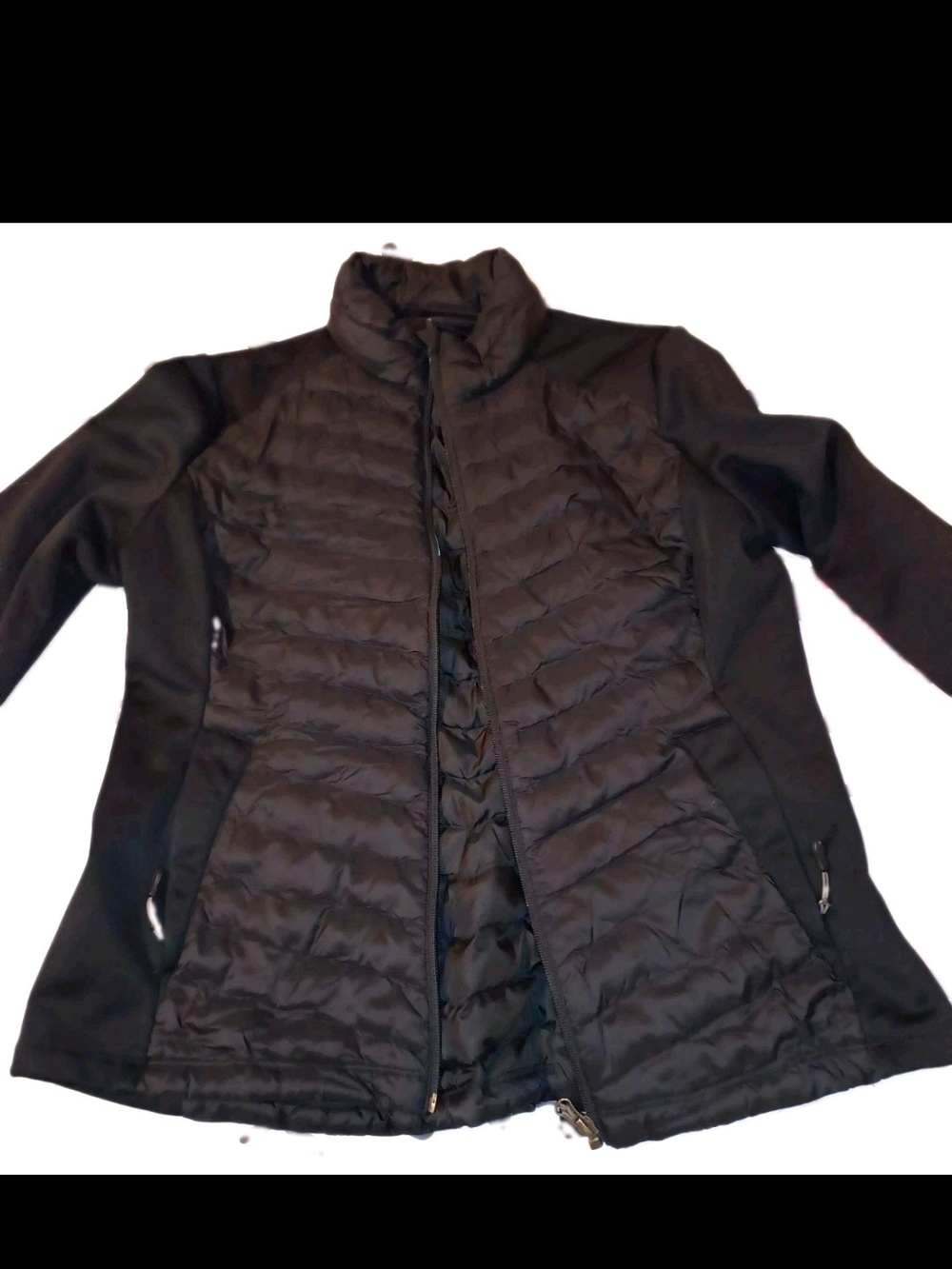 32 Degrees Black Quilted Hybrid Puffer Jacket